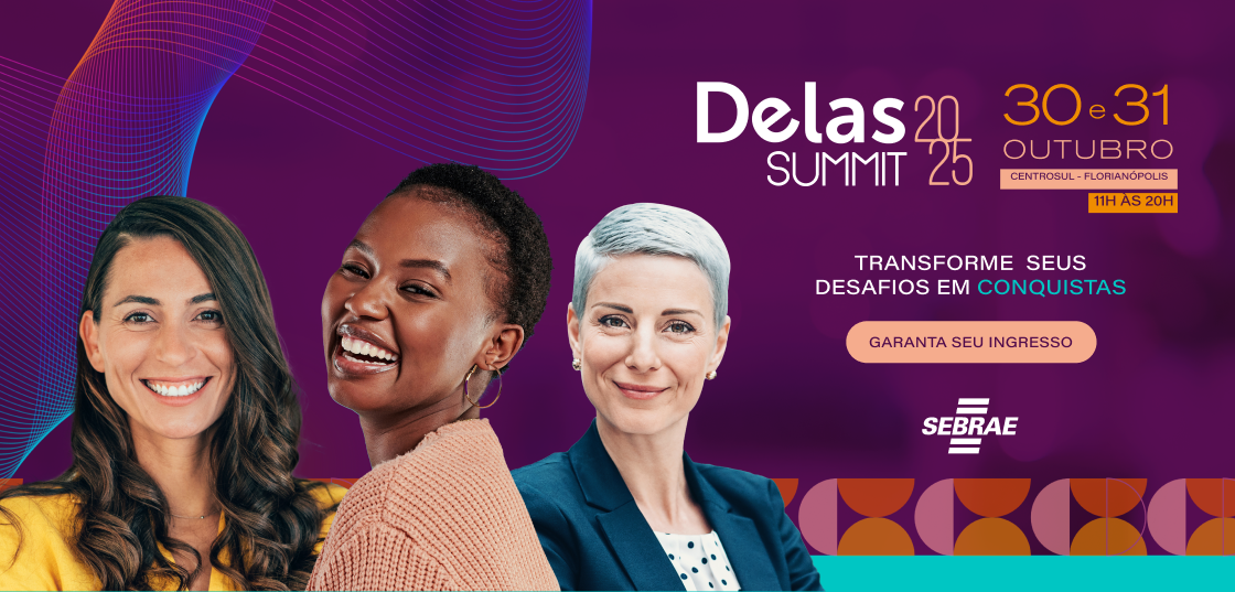 Banner para comprar ingressos para o Delas Summit 2025
