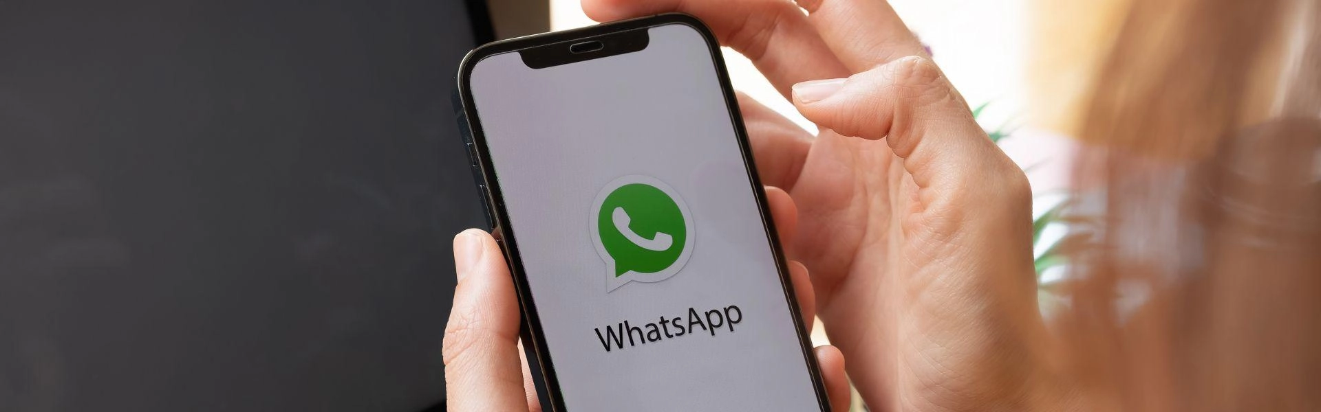 Pessoa com celular na mão, prestes a realizar compras com cartão no WhatsApp.