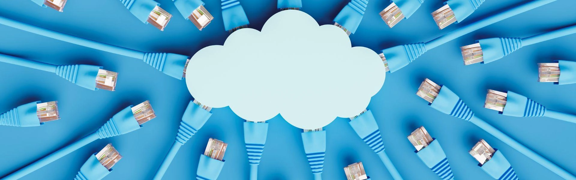 Imagem conceitual de redes de internet conectadas à uma nuvem.