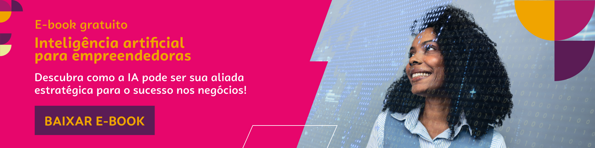 Banner para baixar o E-book Inteligência artificial para empreendedoras